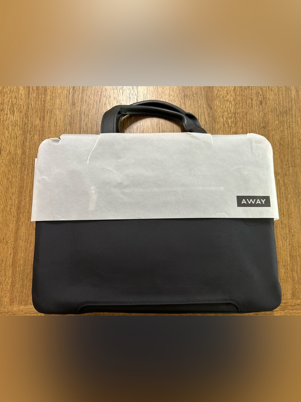 NWOT Away Black Carry Handle Briefcase with shoulder strap - minor scratch back